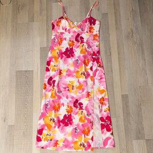 Floral Pink & Orange Slip Dress